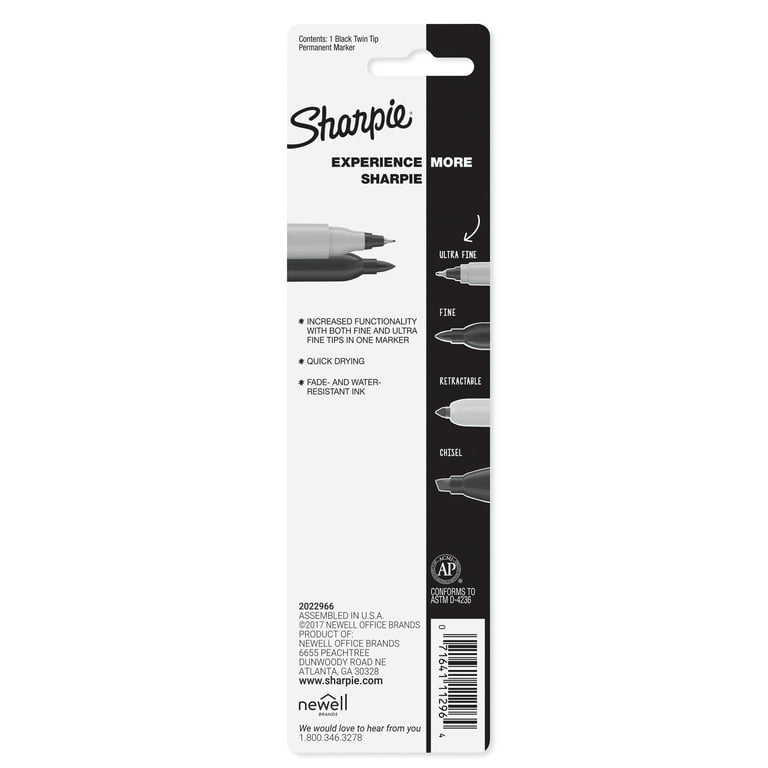 Sharpie Twin Tip Permant Maker - Ultra Fine, Fine Marker Point - 1 mm, 0.3  mm Marker Point Size - Black, Red, Blue, Green Alcohol Based Ink - 4 / Set  - R&A Office Supplies
