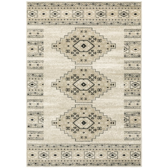 Avalon Home Gracie Tribal Medallions Area Rug, 5'3" X 7'3", Ivory/ Gray