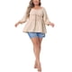 thumbnail image 2 of Blusa Peplum con Escote Corazón y Mangas 3/4 Talla Grande Color Durazno Claro 4X, 2 of 6
