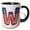 Black/White, variant on 3drose, Stars and Stripes Monogram Initial W, 11oz Magic Transforming Mug