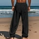 thumbnail image 4 of Pantalones casuales de longitud completa para hombre, color sólido, bolsillo, cintura elástica, rectos, de poliéster., 4 of 7