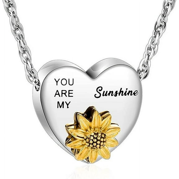 Sunflower Ashes Necklace Urn Necklace Cremation Necklace for Ashes Cremation Jewelry for Human Ashe Memorial Necklace with Flower