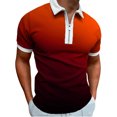 thumbnail image 1 of Txlixc - Polo de manga corta para hombre, cuello vuelto, diseño de patchwork, color degradado, con cremallera, informal Txlixc  Estilo de ocio, 1 of 9