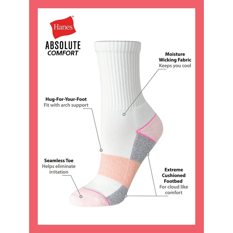 Calze Hanes Donna Taglia 5-9 – 6 Paia Bianche, Comode E Traspiranti