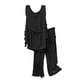 thumbnail image 1 of Conjunto de pantalones y tops de camisa sin mangas con cuello redondo liso para mujer Wmkox8yi  bvn3731, 1 of 8