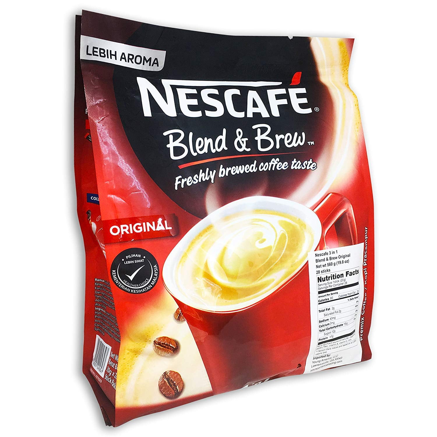 Nescafé 3-in-1 Premix Instant Coffee - Blend & Brew RICH - Imported from  Nestle Malaysia ( 28 Sticks)