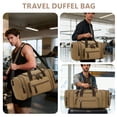 thumbnail image 4 of DAKOMM Canvas Duffle Bag 50L, Duffle Bag for Travel Expandable Duffel Bags Waterproof Weekender Overnight Travel Bag Gym Carry On Luggage Bag for Men & Women (Coffee), 4 of 7