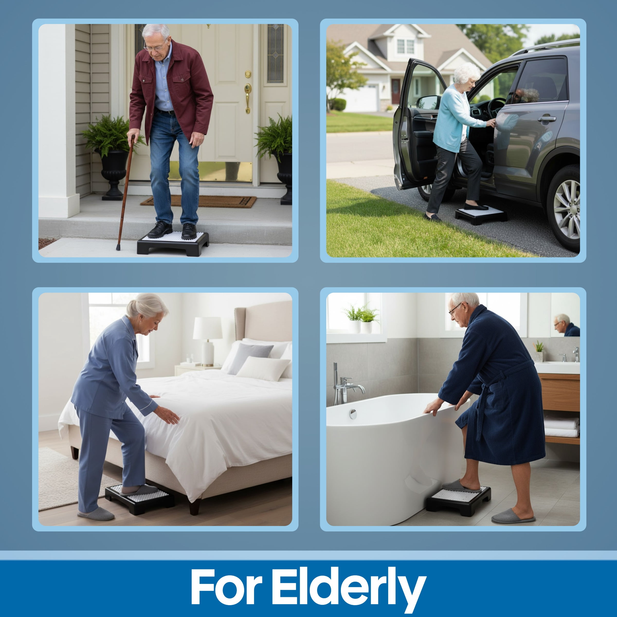 Bluestone One Step Stool Seniors & Adults with Slip-Resistant Top and 250lb Capacity - Indoor/Outdoor Mobility Step Stool Platform for Bathroom, Kitchen and Bedroom