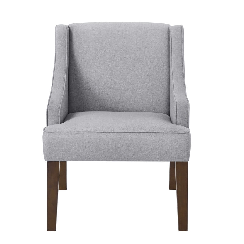 Mid Century Modern Accent Chair, Upholstered Fabric Armchair with Solid Wood Legs, Comfy Lounge Reading Chair for Living Room, Bedroom, Office, Gray