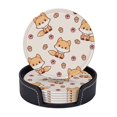 thumbnail image 2 of PAYOHTO Girls Kawaii Fox Premium PU Leather Coasters Set - 6 Stylish Round Drink Coasters with Storage Box for Home and Office Use, 2 of 6