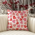 thumbnail image 4 of Valentines Day Pillow Covers 18x18 inch Watercolor Pink Hearts Valentines Day Throw Pillows Anniversary Wedding Cushion Case Valentines Day Decorations for Sofa Couch, 4 of 6