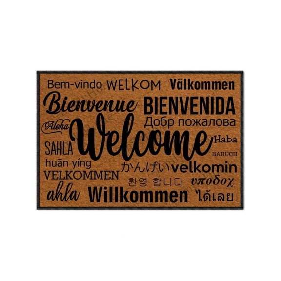 Front Door Mat Indoor Entrance Rugs Indoor, Welcome in Different Languages Summer Door Mat Doormat Outdoor Entrance Funny Door Mats 16X24Inch，welcome mats for front door outdoor