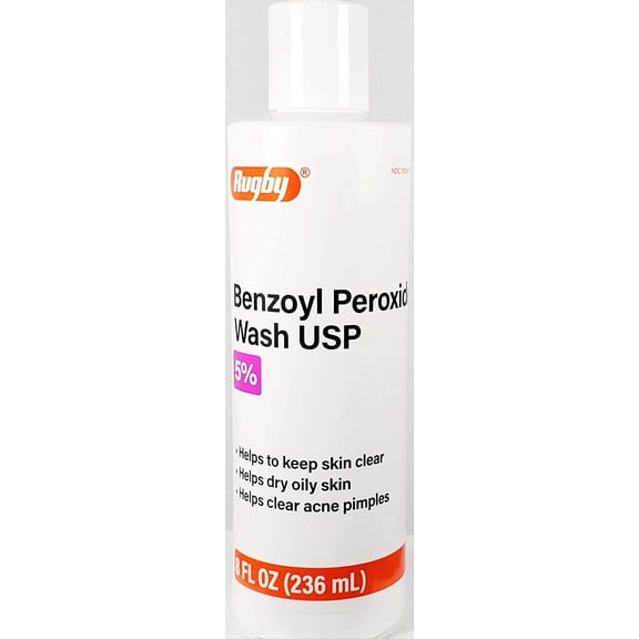 Rugby Benzoyl Peroxide Acne Wash USP 5%, 8 oz Bottle Pack of 1