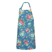 Pioneer Flower Floral Print Pattern Apron-Garden Aprons for Women with Pockets-Cotton Linen Waterproof Kitchen Cooking Gardening Aprons Adjustable for Kitchen,Cooking,BBQ and Salon 33x27 Inch