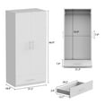 thumbnail image 5 of WIAWG Tall Wardrobe Cabinet with Drawer Large Armoire Cabinet Clothing Storage Organizer for Bedroom White, 5 of 7