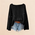 thumbnail image 5 of XAOFW Women'S T Shirts Off Shoulder Pullover Star Print Sparkly Long Sleeve Comfort Soft Casual Daily Wear Tops, 5 of 5