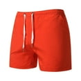 thumbnail image 2 of IROINNID Discount Athletic Shorts for Men Summer Outdoors Pockless Solid Color Zipper Drawstring Sport Shorts Pants,Orange, 2 of 5