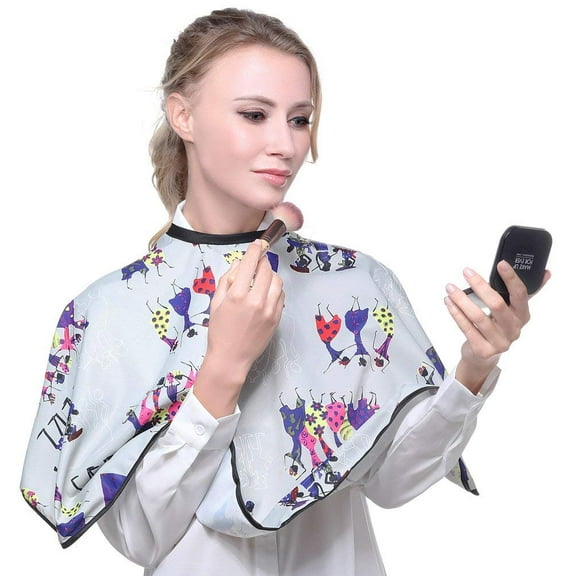 Perfehair Makeup Artist Shortie Comb-Out Cape, Beauty Salon Styling Cape, Light Grey