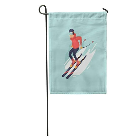KDAGR Skier Young Man Riding on Skis Snow Winter Flat Garden Flag Decorative Flag House Banner 28x40