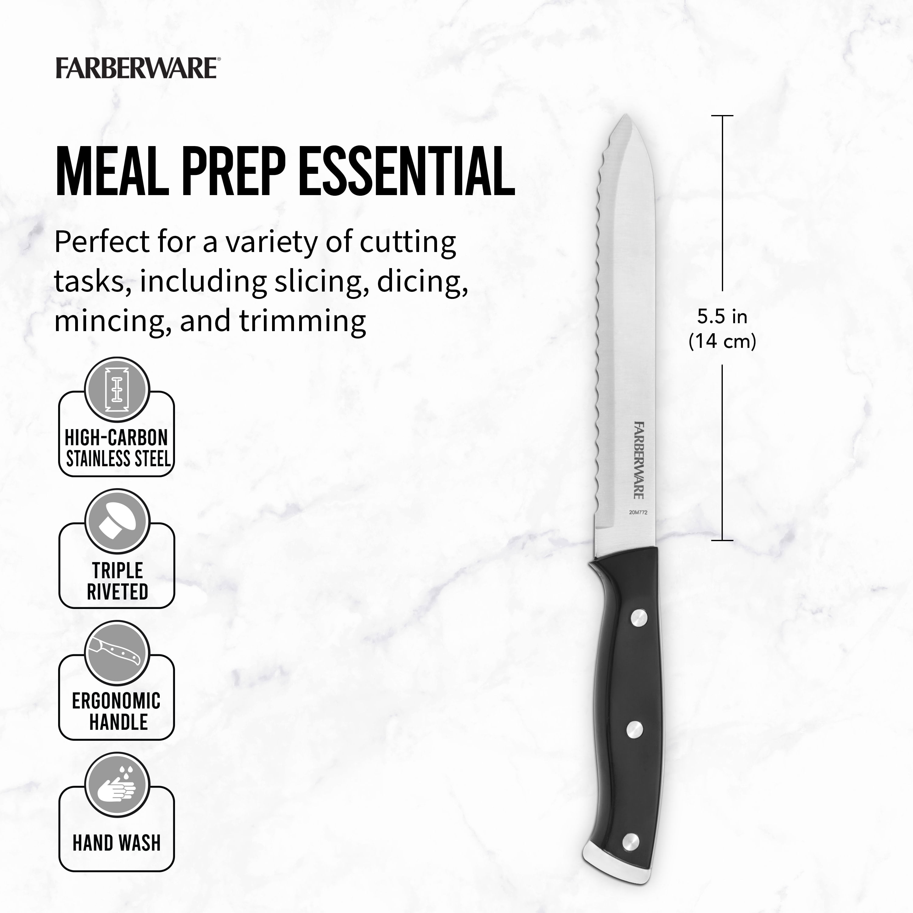 Farberware Professional Ceramic Utility Knife with Red Blade Cover & Handle - 5 in