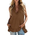 thumbnail image 4 of Workout Tops for Women Ruffled Hem Sleeveless Loose Pullover Casual Blouse Cute Summer Tops, 4 of 6