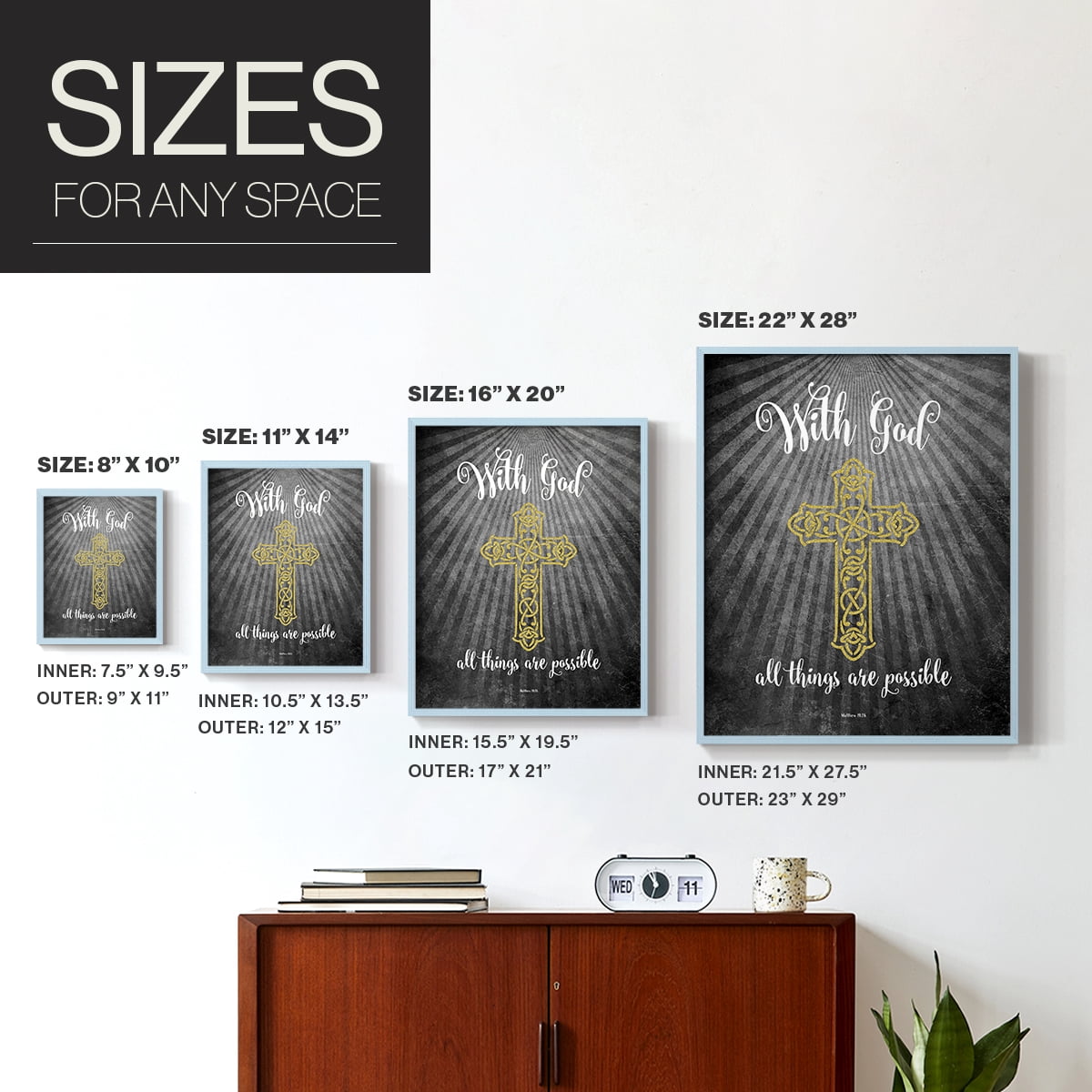 With God Gold Framed Print - Solid Wood in Single Picture Frame Solid Wood 2 Framed Print