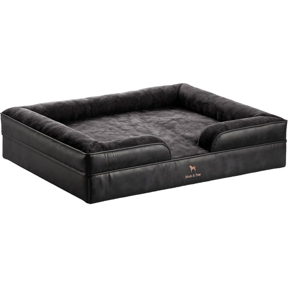 NOAH & PAW Giant Dog Bed XXL 55x45x11 Inch, Orthopedic Dog Beds, Eggshell Memory Foam Infused with Cooling Gel, Waterproof, Machine Washable, Includes Inner Cover (Vegan Leather)