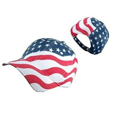 Patriotic American Flag Baseball Hat in Red, White and Blue Stars & Wavy Stripes design