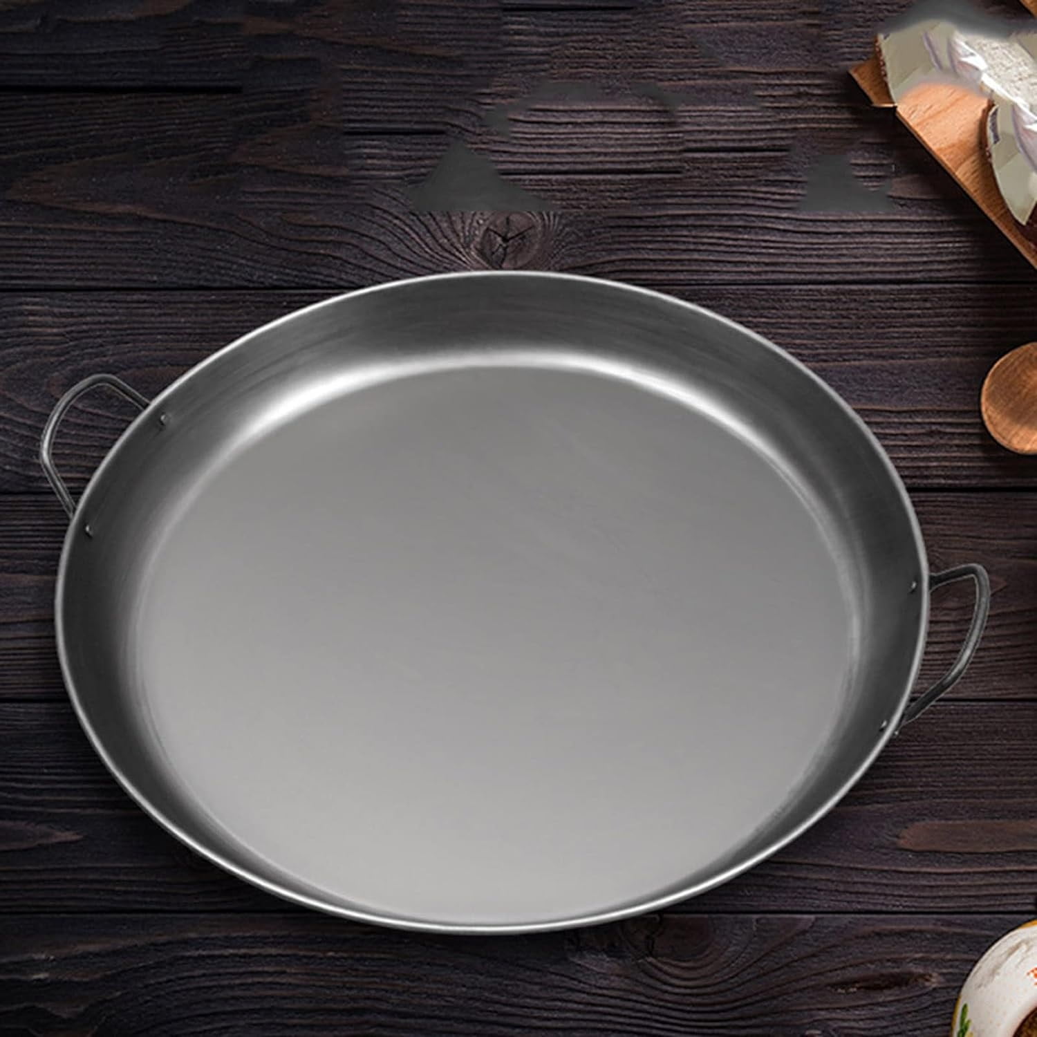 Spanish Paella Cooking Pan With Dual Handles, Cast Iron Non Stick Uncoated Flavours Paella Pan Frying Pan For Home Restaurant Camping [Energy Class A]