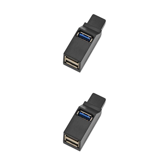 Sidaley Nuevo portátil Universal Mini 3 puertos USB 2,0/3,0 Hub Laptop PC alta velocidad de transmisión de datos adaptador divisor USB negro y USB 3.0 2piezas
