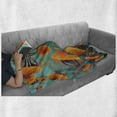 thumbnail image 5 of Jellyfish Soft Flannel Fleece Throw Blanket, Illustration of Cartoon Floating Tangerine Tones Underwater Animals, Cozy Plush for Indoor and Outdoor Use, 60" x 80", Teal and Multicolor, by Ambesonne, 5 of 5