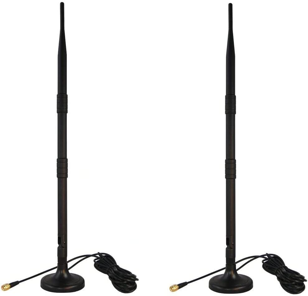 HQRP KIT 2Pack WIFI Booster Wireless Antenna plus 2Pack RPSMA Male to Female RG174 Antenna