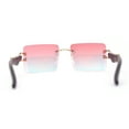 thumbnail image 4 of Leopard OG Gangster Rapper Rimless Wood Buffs Sunglasses Light Gold - Fuchsia Mirror, 4 of 4