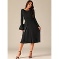 thumbnail image 3 of DARING DIVA Crew Neck Long Midi Sleeve Dress with Pockets S Black, 3 of 6