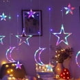 thumbnail image 2 of Spencer 120-Count LED Curtain Lights with Stars and Moons, Christmas Decorations Window Lights, Star Fairy Lights for Bedroom, 8 Modes Hanging Lights for Indoor Outdoor Party Wedding Birthday Decor, 2 of 12