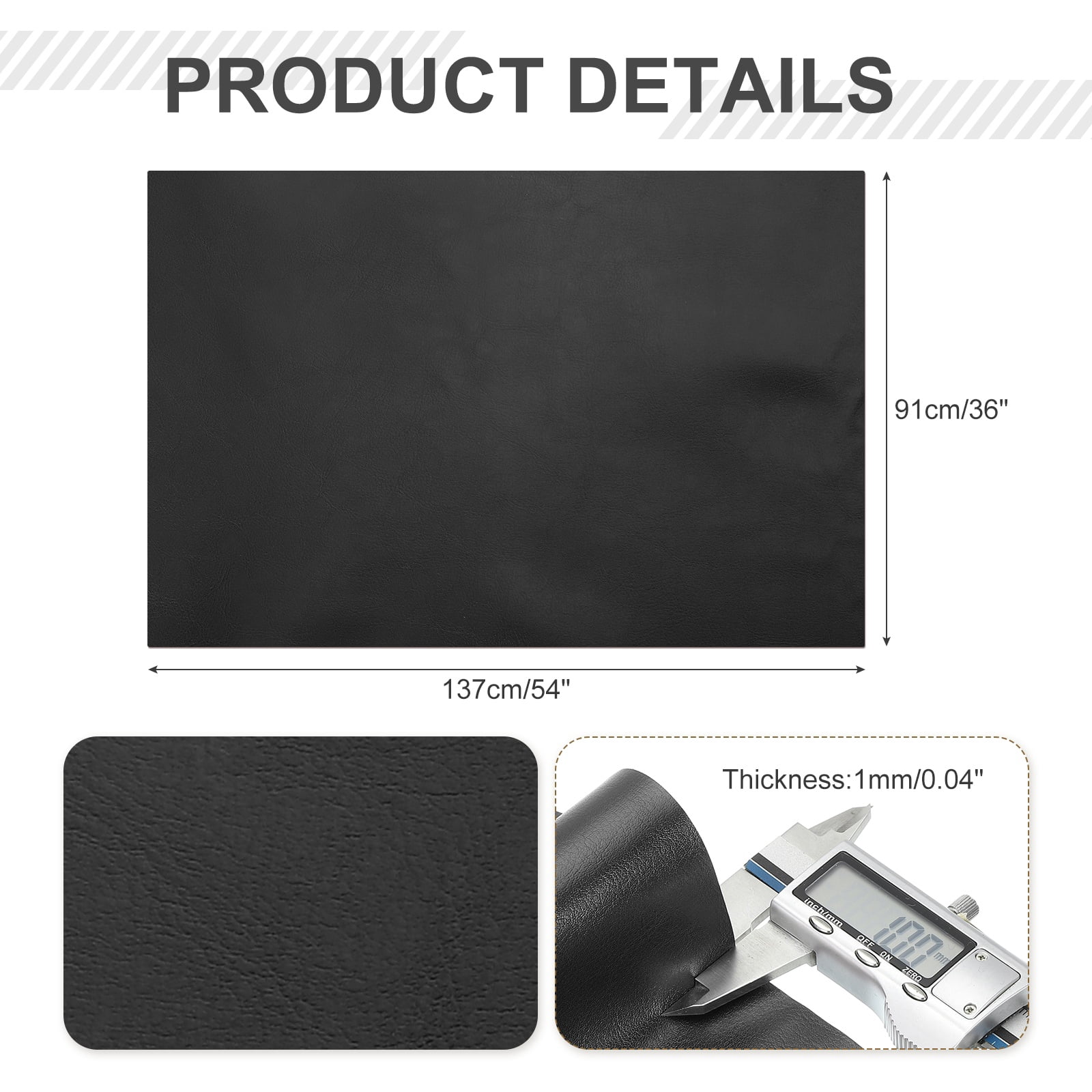 Uxcell Faux Leather Fabric, 1 Yard Waxed PU Leather Upholstery Fabric for DIY Crafts, Black