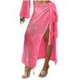 thumbnail image 5 of Awdenio Women's Skirts Crochet Swim Cover Up High Slit Sheer Long Beach Skirt Cover Up, 5 of 7