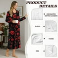 thumbnail image 4 of POLERO Red Rose Flower Print Nightgowns for Women Long Sleeves Nightgown Soft Sleepwear Button V Neck Sleepshirt Long Nightgown for Pajama Party, 4XL, 4 of 7
