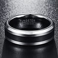 thumbnail image 4 of NUNCAD 8mm Men's Tungsten Rings Black Center Wedding Band Brushed Finish Beveled Edges Comfort Fit Size 5-14, 4 of 5