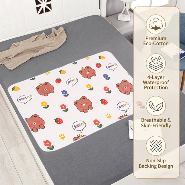 Protector de colchón impermeable de fibra natural – Protector transpirable para incontinencia con base antideslizante para protección de cama – Protector de cama reutilizable a prueba de fugas pa