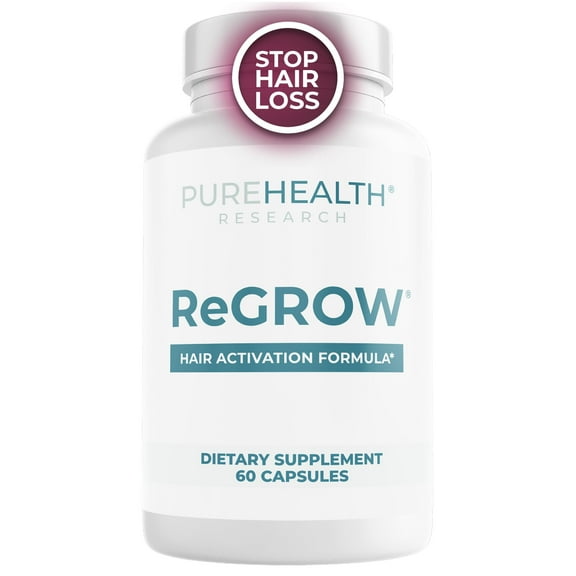 ReGrow Hair Activation Formula - Hair Growth Vitamins with Biotin and Saw Palmetto - Hair Loss Treatments for Women and Men - Thicker and Fuller Hair Supplement, PureHealth Research
