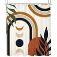 thumbnail image 6 of Boho Mid Century Shower Curtain for Bathroom Decor 72Wx84H Inches Abstract Modern Moon Phase Minimalist Leaves Arch Aesthetic Brown Black Geometric Fabric Waterproof Polyester 12 Pack Hooks, 6 of 6