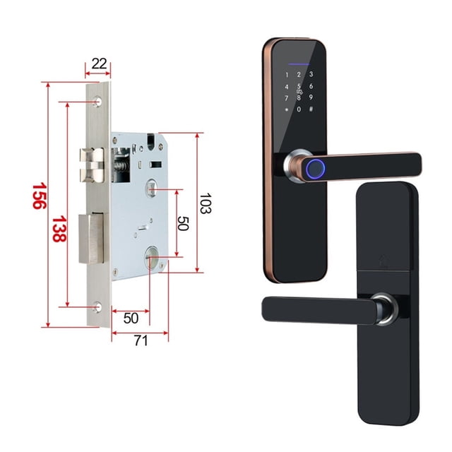 Door Lock, Tuya Electronic Smart Door Lock With Biometric Fingerprint / Smart Card / Password / Key Unlock/ USB Emergency Charge ,Easy to Install
