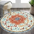 thumbnail image 4 of Findosom 5.25'Round Area Rug,Non Slip Washable Round Rug Boho Area Rug for Living Room,Bedroom,Home Decor,Office,Dining Room,Gray, 4 of 8