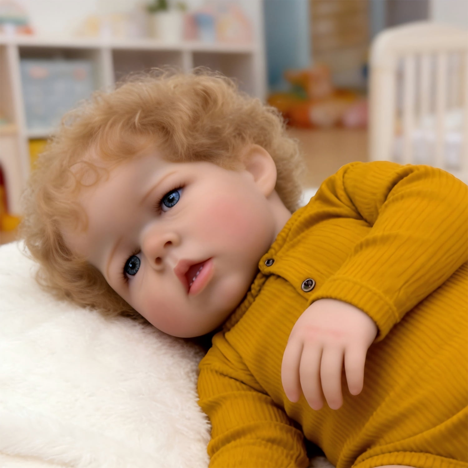 iCradle Lifelike Reborn Baby Dolls Boys Adorable 19 inch 46cm Soft Full Body Vinyl Blue Eyes Realistic Newborn Baby Doll Boy That Look Real Life Baby Dolls Toys Xmas Birthday Gift  for Kids Ages 3+