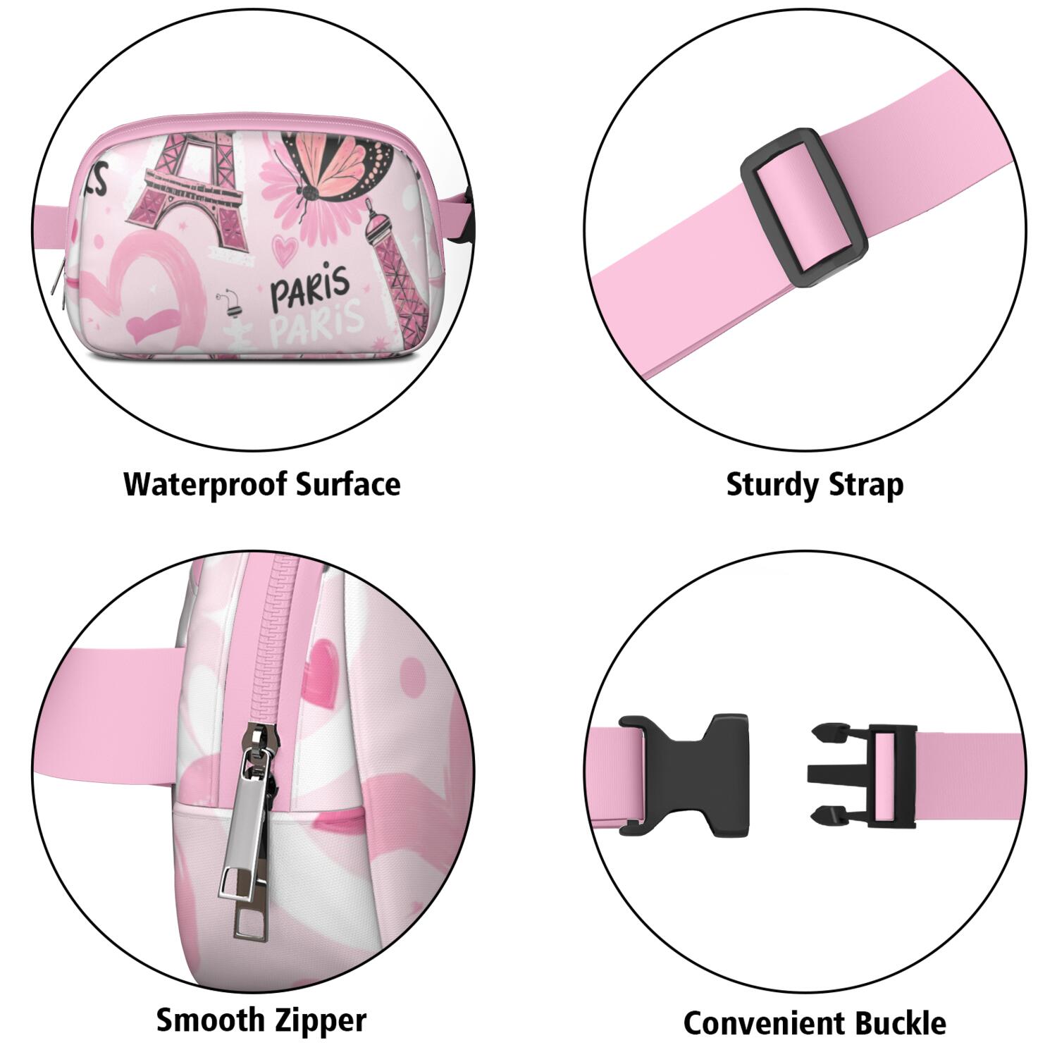 Crossbody Fanny Pack for Sports Enthusiasts Commuters Fashionable Waterproof Fanny Pack with Adjustable Strap for Casual Running Hiking Cycling Tower Sporty Waist Pack