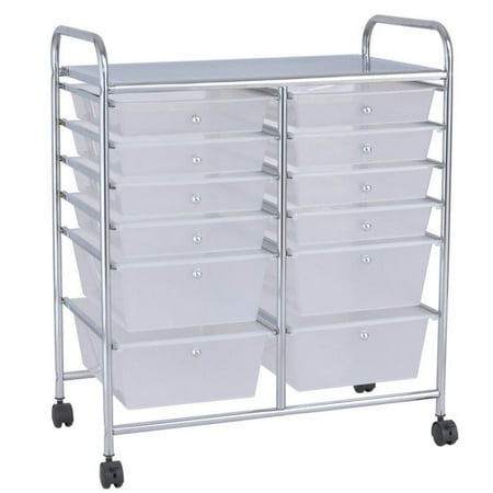 Canddidliike 12 Storage Drawer Organizer Bins Rolling Cart Craft Storage Multipurpose Organizer Cart for Home Office School