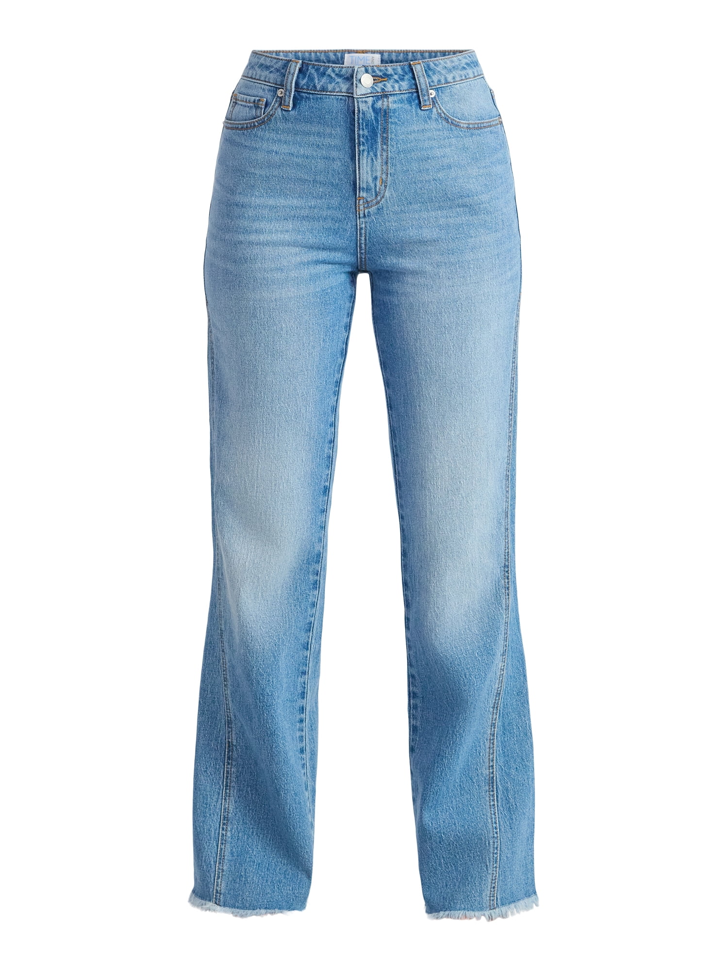Time and Tru Women's High Rise Flare Jeans With Side Seam Details, 32" Inseam, Sizes 0-20