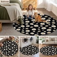 thumbnail image 6 of Spring Floral Daisy 6ft Round Rugs, Black Elegant Pastoral Flowers Watercolor Washable Non-Slip Area Rugs for Living Room Bedroom Kitchen, Low Pile Dining Room Kicthen Circle Carpet, Indoor Floor Rug, 6 of 9