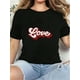 thumbnail image 1 of Valentine Day T-Shirt Print Round Neck Short Sleeve T-Shirt For Women Casual Summer Women Top Graphic Tees Stylish Creative Love Crew Cotton Soft Crew Top Tee For Adult, Men, Women, Teen, Teenager, A, 1 of 5